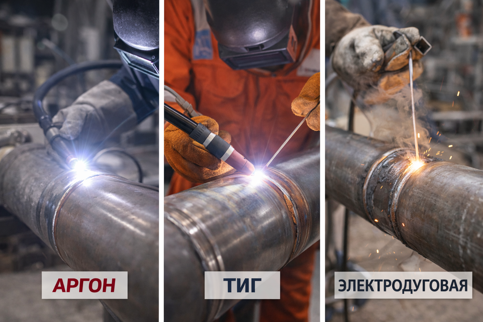 Виды сварки трубопроводов: аргон, ТИГ, электродуговая — где и что применяется